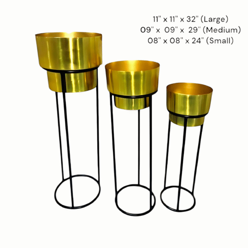 Golden Trio Metal Planters - Set of 3 - Image 2