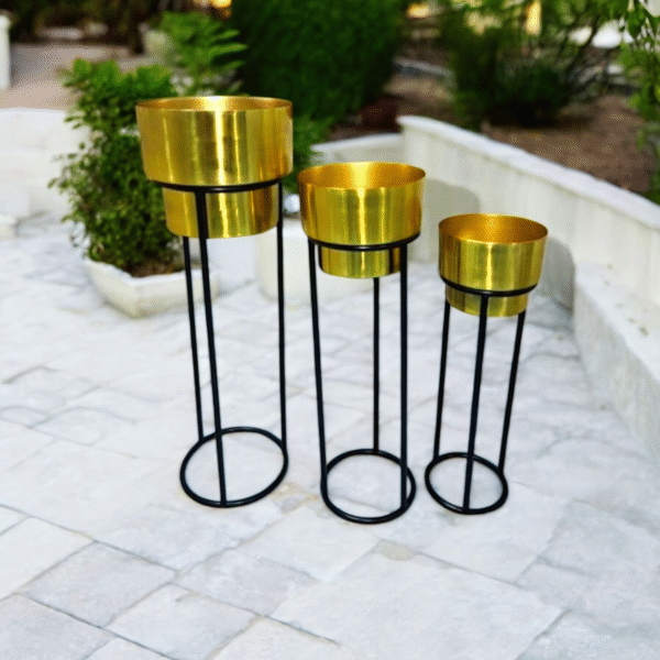 Golden Trio Metal Planters - Set of 3