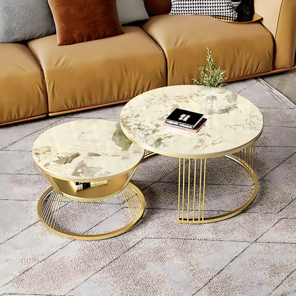 Elite Marble & Gold Nested Centre Table Powder Coated