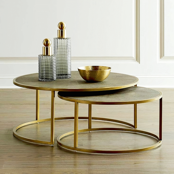 Contemporary Marble and Metal Nested Centre Table Powder Coated