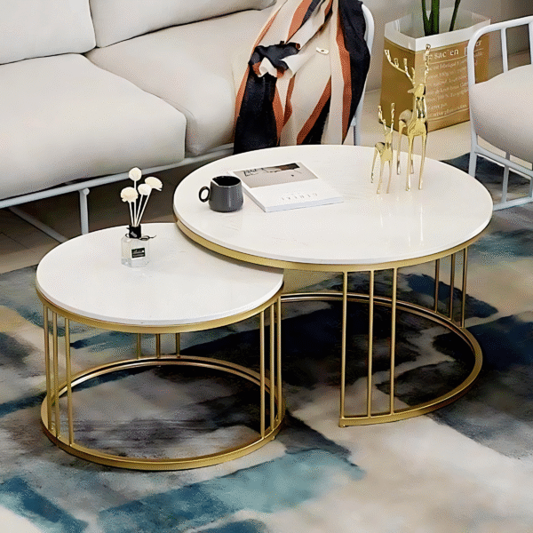 Luxe Marble Duo Nested Metal Centre Table
