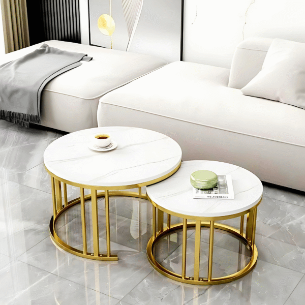 White and Gold Nested Metal centre Table Powder Coated