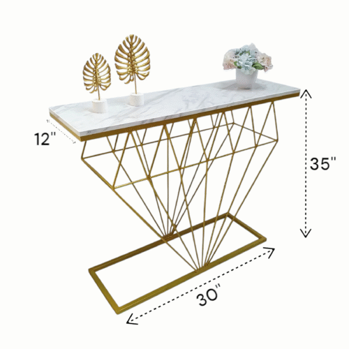 Timeless Diamond Accent Console Table White Stone Top - Image 2
