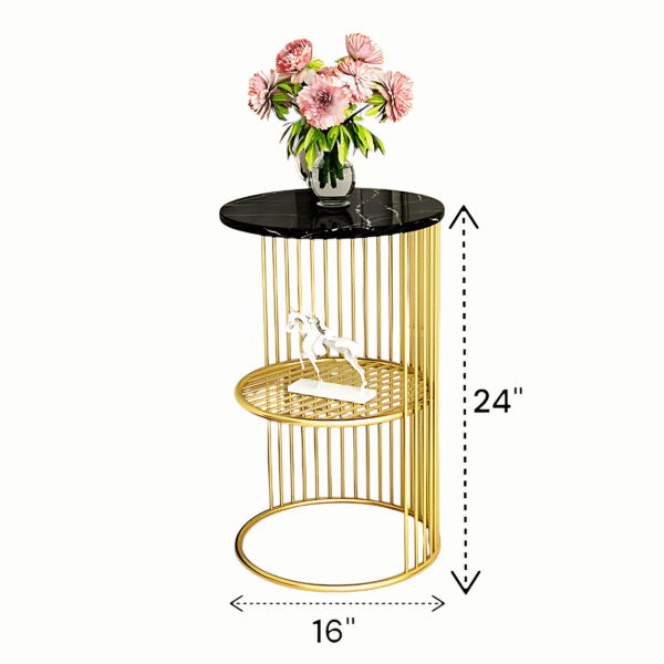 Black and Gold 2 tier Side Table Powder Coated