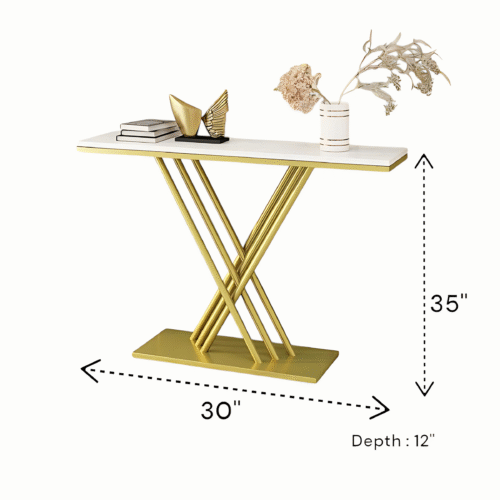 Golden Metal Stone Console Table Powder Coated - Image 2