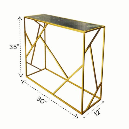 Abstract Geometry Golden Metal Console Table Powder Coated - Image 2