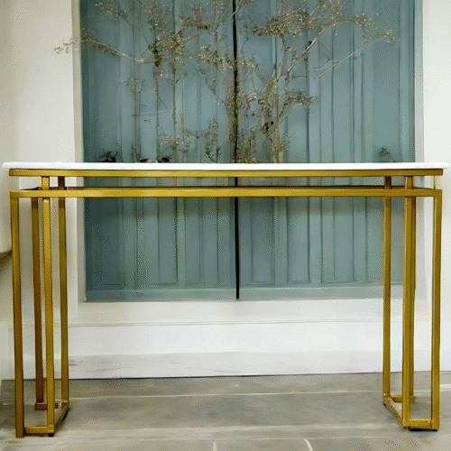 Gold and White Accent Console Table Powder Coated