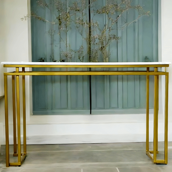 Gold and White Accent Console Table Powder Coated