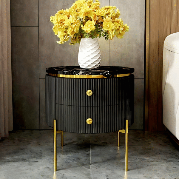Elegant Bed Side Storage Table - Black