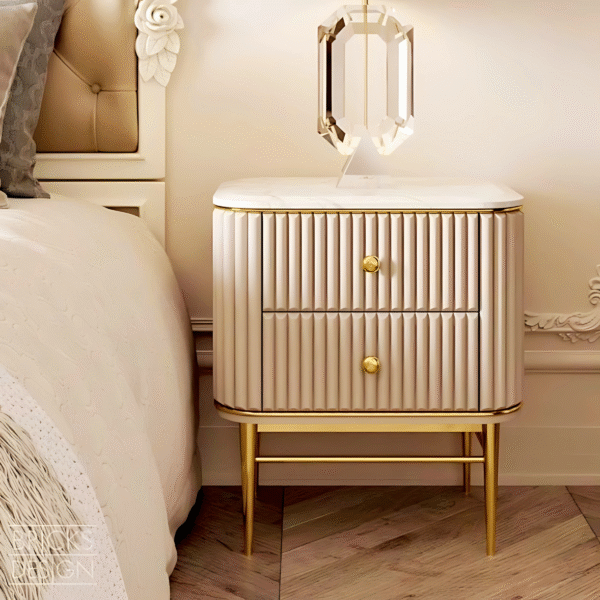 Elegant Bed Side Storage Table - White