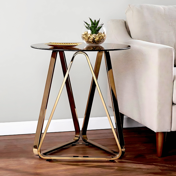 Opulent Prism Rose Gold Side- Corner Table PVD COATED