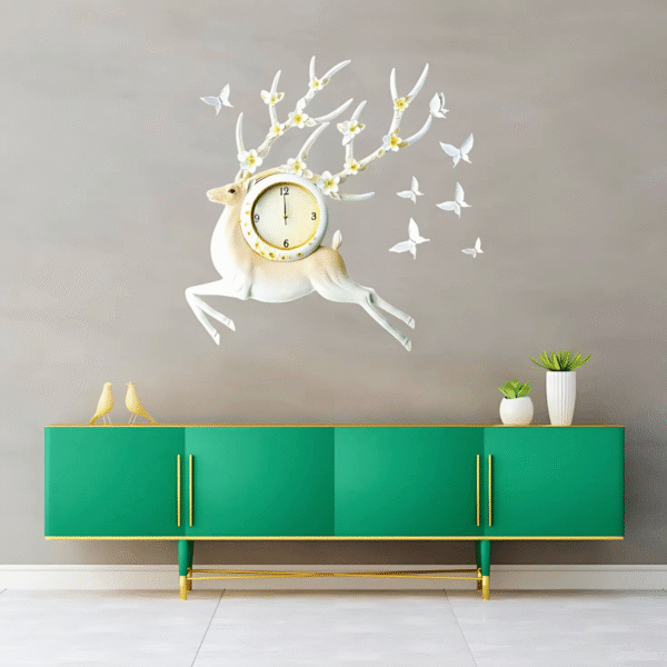 Deer Tales Wall Clock Metal White