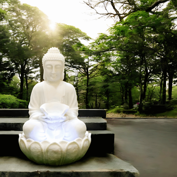 White Serenity Buddha Water Fountain