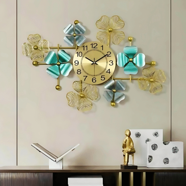 Branching Blue and Gold Wall Clock