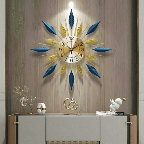 Celestial Gold and Blue Wall Clock