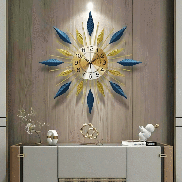 Celestial Gold and Blue Wall Clock
